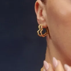 Online Camille Brinch Heart Crush Hoops, Gold Plated
