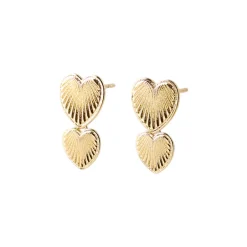 Discount Friihof+Siig Heart Double Øreringe, Gold Plated Brass