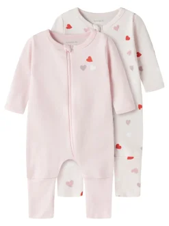 Name It Heart Zip 2-pak Natdragt, , 86 cm*Børn Undertøj & Nattøj