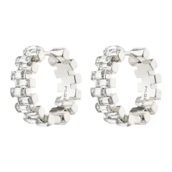 Hot Pilgrim Heli Crystal Hoops, Silver Plated