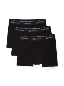 Sale Calvin Klein Icon Cotton Stretch Relaxed Dart 3-pak Trunks, , XL Black W Black Wb