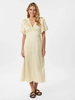 Best Neo Noir Illana Heavy Sateen Kjole, , 38 Light Yellow