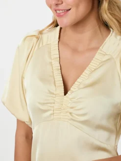 Best Neo Noir Illana Heavy Sateen Kjole, , 38 Light Yellow