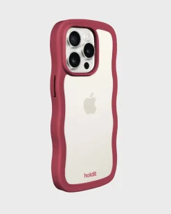 Best holdit Iphone 14 Pro Max Transparent Wavy Cover, Red Velvet/Transparent