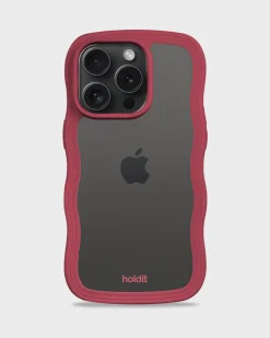 Best holdit Iphone 14 Pro Max Transparent Wavy Cover, Red Velvet/Transparent