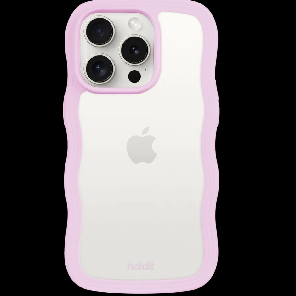 Hot holdit Iphone 15 Pro Transparent Wavy Cover, Lilac/Transparent
