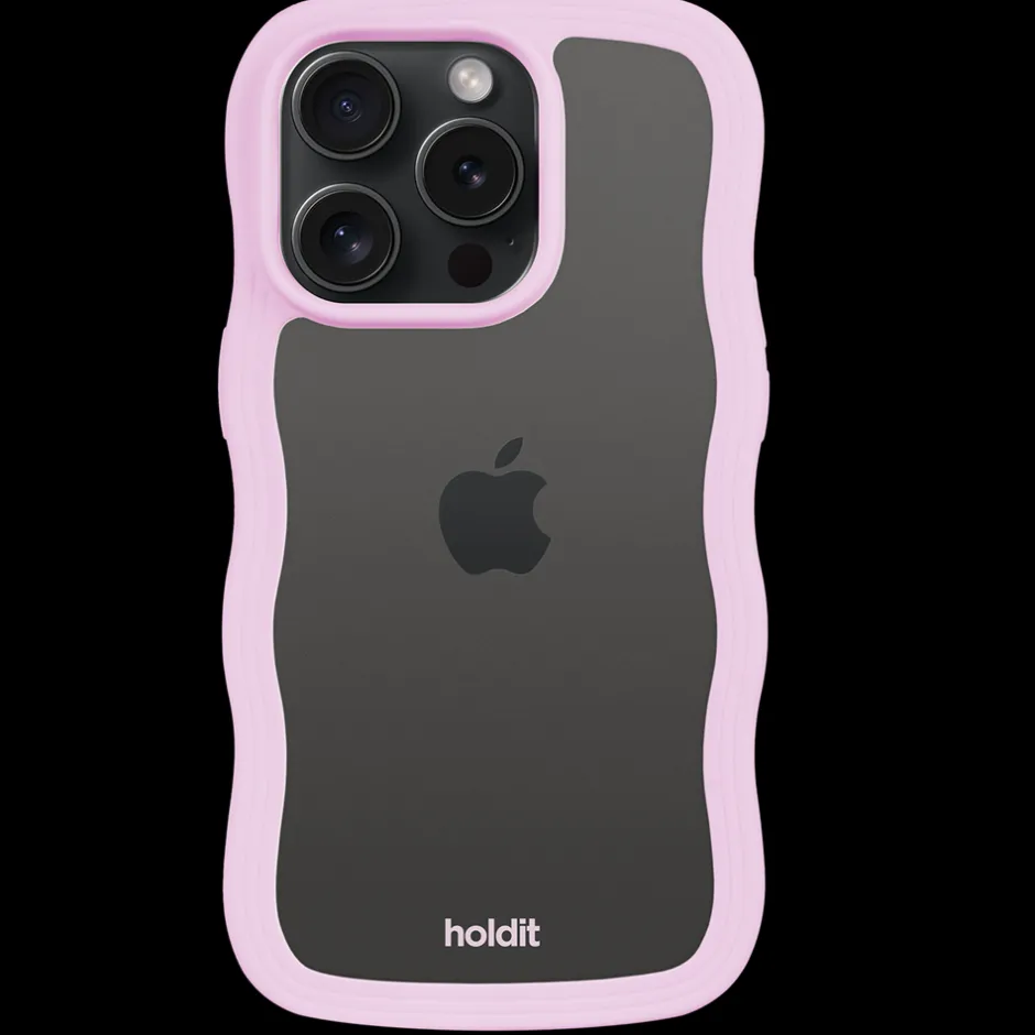 Hot holdit Iphone 15 Pro Transparent Wavy Cover, Lilac/Transparent