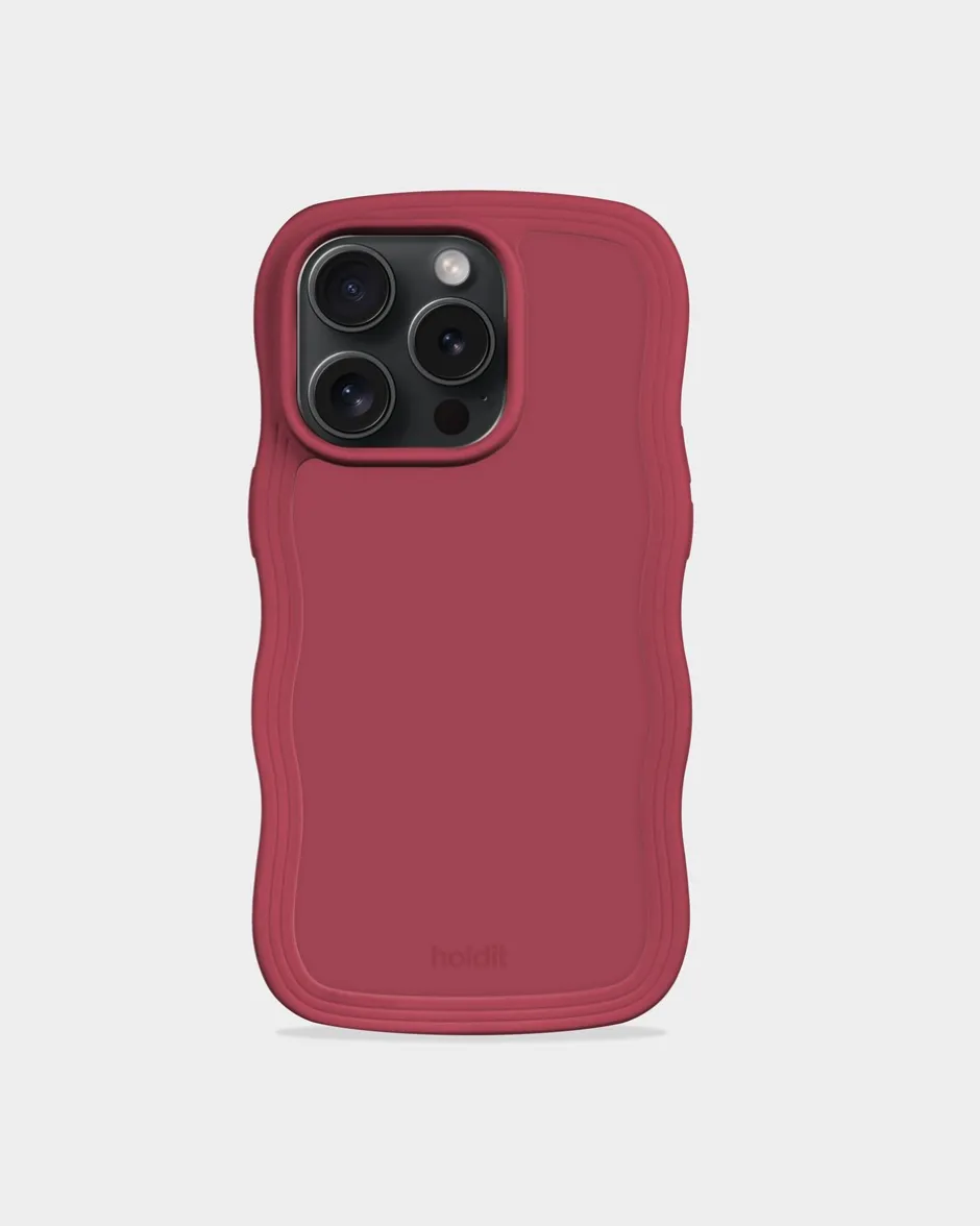 Discount holdit Iphone 15 Pro Wavy Cover, Red Velvet