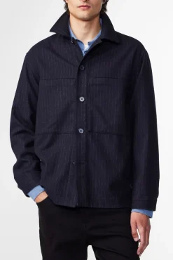 Online NN. 07 Isak Overshirt, , XXL Navy Stripe