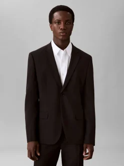 Outlet Calvin Klein Italian Wool Blend Slim Blazer, , 56 Black