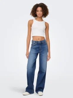Best ONLY Juicy Højtaljede Jeans, , W32/L32 Dark Blue Denim