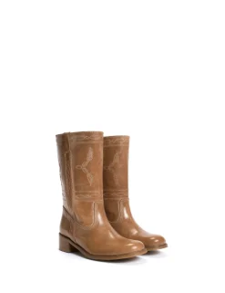 Discount Dico Copenhagen Julia Western Stitching Støvler, , 40 Dark Tan