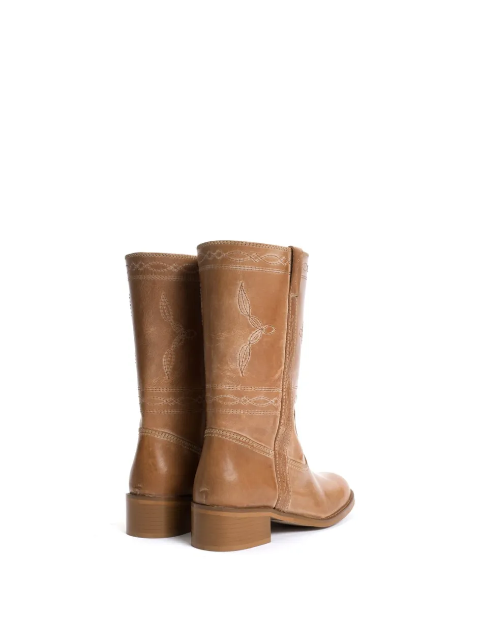 Discount Dico Copenhagen Julia Western Stitching Støvler, , 40 Dark Tan