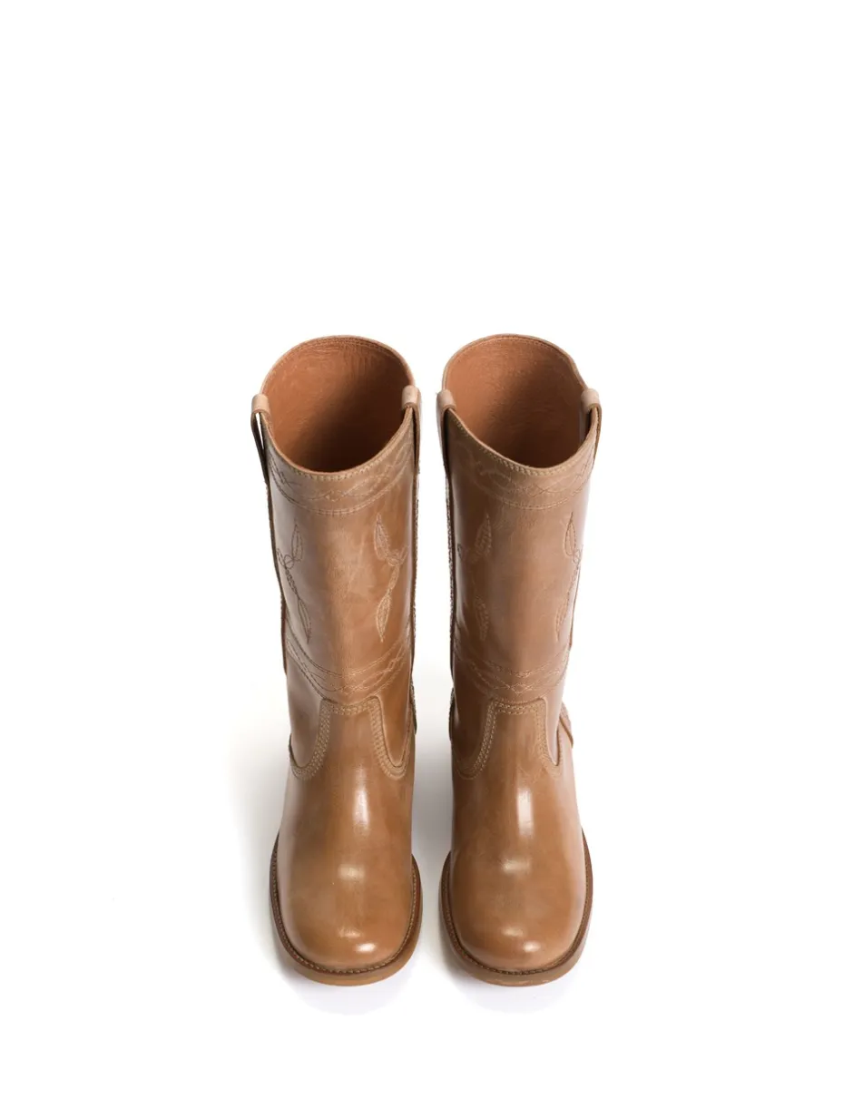 Discount Dico Copenhagen Julia Western Stitching Støvler, , 40 Dark Tan
