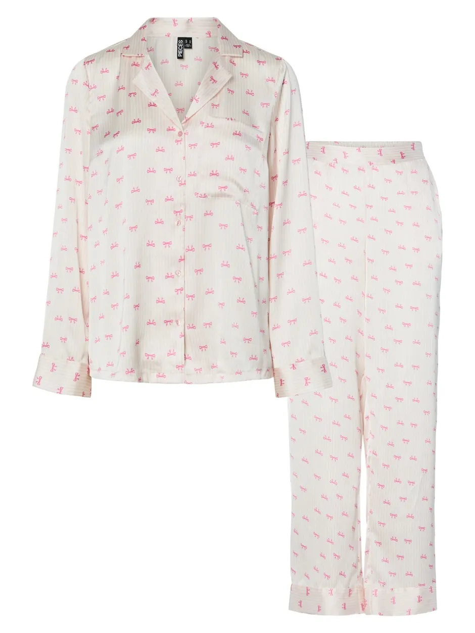 Pieces Jytte Xmas Satin Natsæt, , M*Dame Loungewear