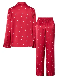 Online Pieces Jytte Xmas Satin Natsæt, , S Savvy Red