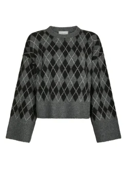 Neo Noir Kick Check Knit Striktrøje, , 38*Dame Strik & Sweatshirts