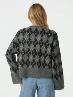 Neo Noir Kick Check Knit Striktrøje, , 38*Dame Strik & Sweatshirts