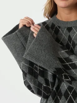 Neo Noir Kick Check Knit Striktrøje, , 38*Dame Strik & Sweatshirts