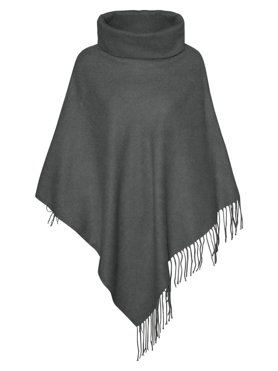 Outlet Vero Moda Kleo Poncho, Dark Grey Melange
