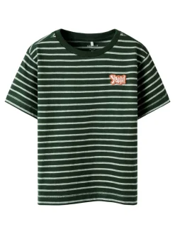 Hot Name It Kristian T-shirt, , 98 cm Deep Forest Grey Melange