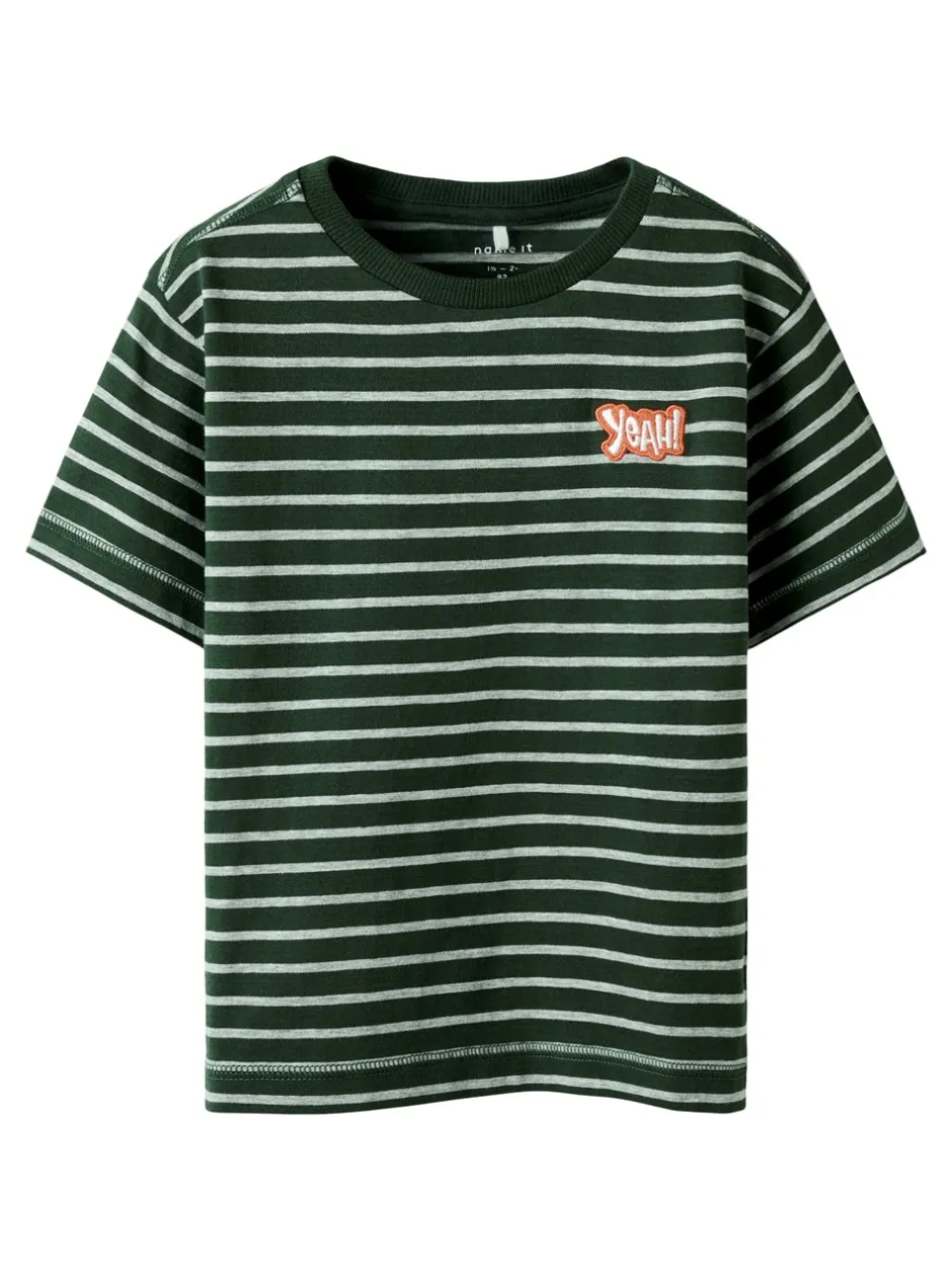 Hot Name It Kristian T-shirt, , 98 cm Deep Forest Grey Melange