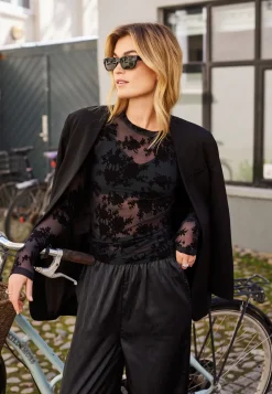 Hype The Detail Lace Bluse, , XS Black