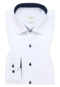 Clearance Eterna Langærmet Modern Fit Skjorte, , 44 Hvid