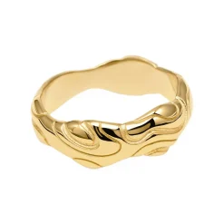 Clearance Camille Brinch Large Bubbly Flow Ring, , 53 Gold Plated