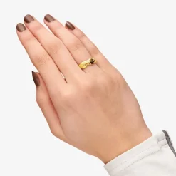 Clearance Camille Brinch Large Bubbly Flow Ring, , 53 Gold Plated