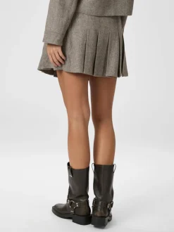 New Neo Noir Laurina Herringbone Nederdel, , 36 Dusty Brown