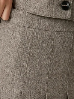 New Neo Noir Laurina Herringbone Nederdel, , 36 Dusty Brown