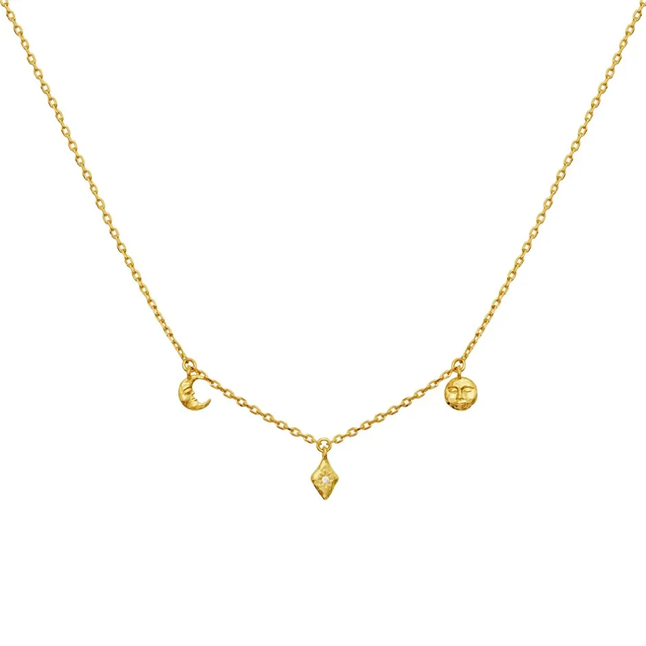 Clearance Maanesten Lea Halskæde, , 42+3 cm Gold Plated