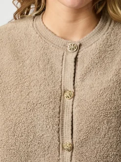 Outlet Neo Noir Limo Fluffy Knit Cardigan, , 42 Dark Sand