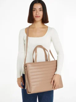 Clearance Calvin Klein Line Quilt Medium Tote Taske, Chanterelle