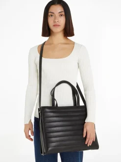 Online Calvin Klein Line Quilt Medium Tote Taske, Black