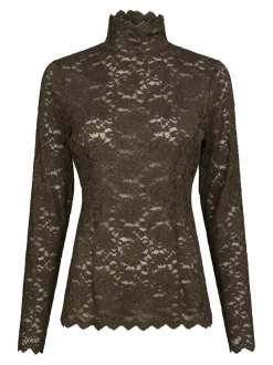 New Neo Noir Liza Laceflower Bluse, , 36 Chocolate Brown