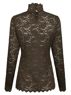 New Neo Noir Liza Laceflower Bluse, , 36 Chocolate Brown