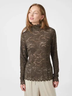 New Neo Noir Liza Laceflower Bluse, , 36 Chocolate Brown