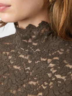 New Neo Noir Liza Laceflower Bluse, , 36 Chocolate Brown