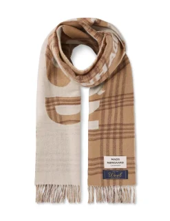 Outlet Mads Nørgaard Logo Halstørklæde, Cornstalk/Cocoa Brown