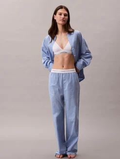 Calvin Klein Logo Poplin Natbukser, , L*Dame Loungewear