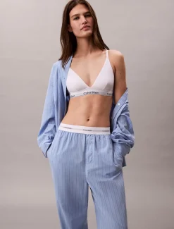 Calvin Klein Logo Poplin Natbukser, , L*Dame Loungewear