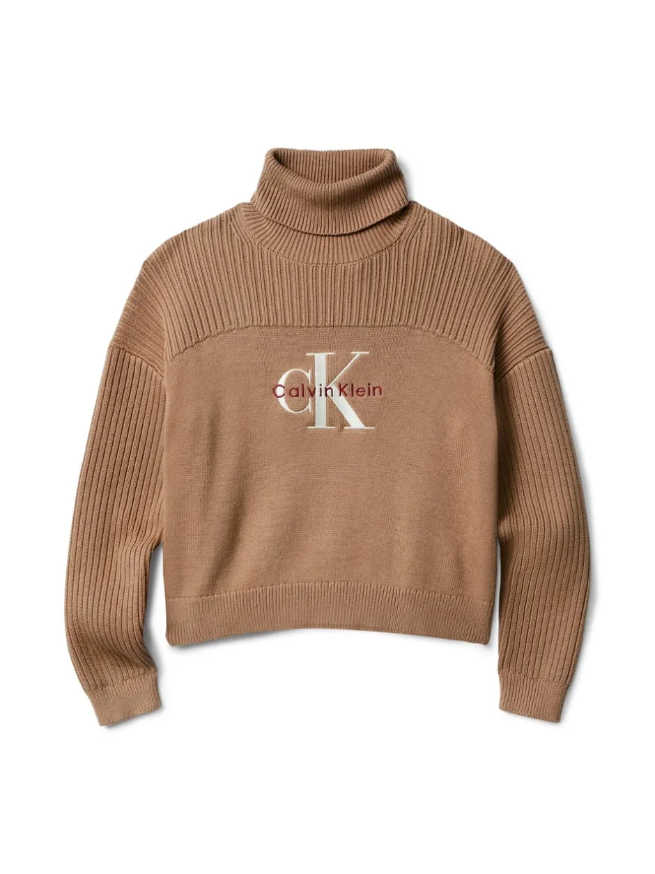 Online Calvin Klein Logo Rullekravstrøje, , 152 cm Woodsmoke