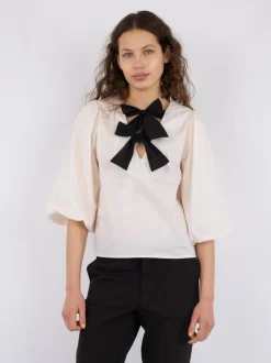Hot Neo Noir Lorraine Poplin Bluse, , 40 Ivory