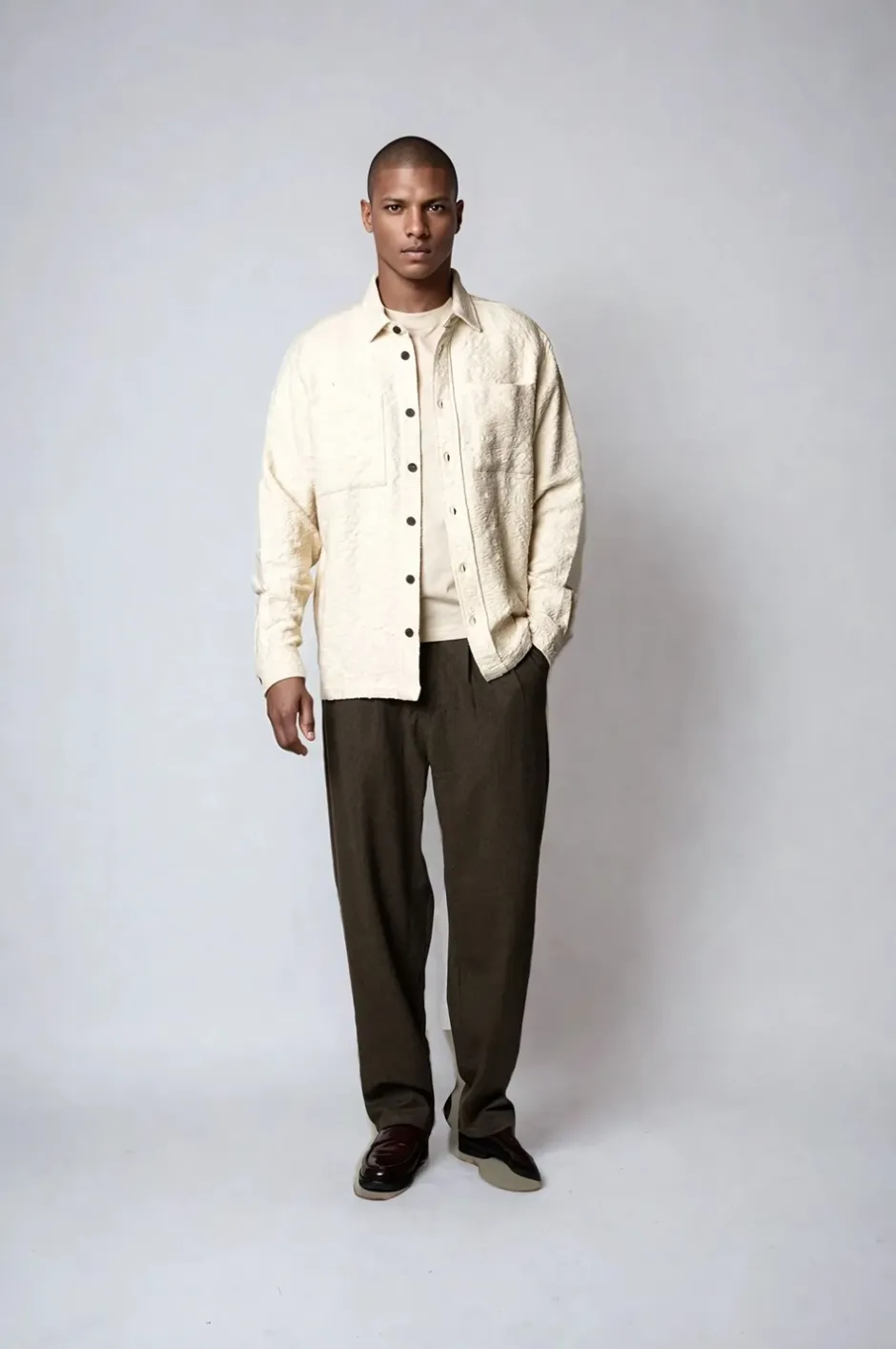 Clearance Plenum Studio Lotus AOP Overshirt, , L Offwhite