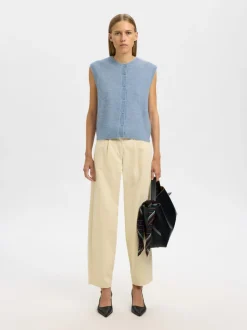 Discount Selected Women Lulu Button Vest, , S Cashmere Blue