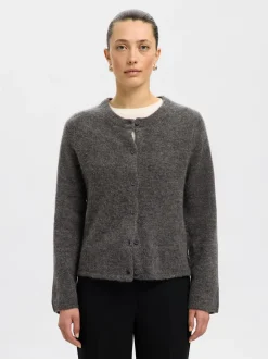 Discount Selected Women Lulu New Cardigan, , L Medium Grey Melange