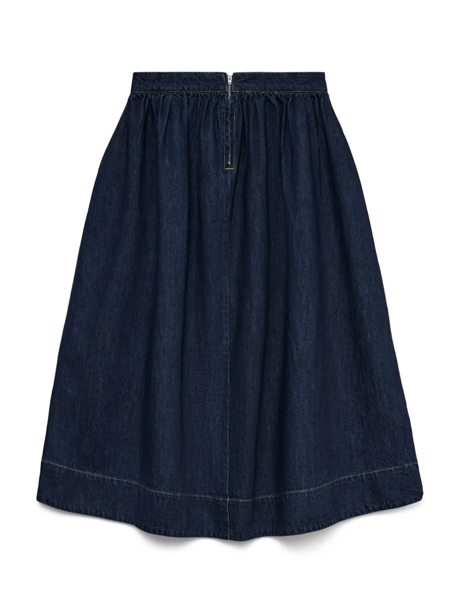 Discount Vero Moda Maiken Nederdel, , L Dark Blue Denim