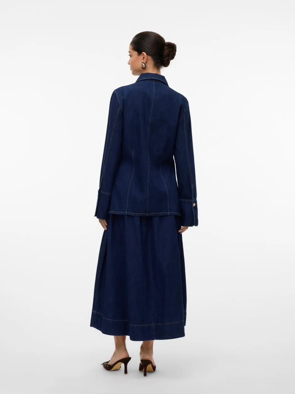 Discount Vero Moda Maiken Nederdel, , L Dark Blue Denim